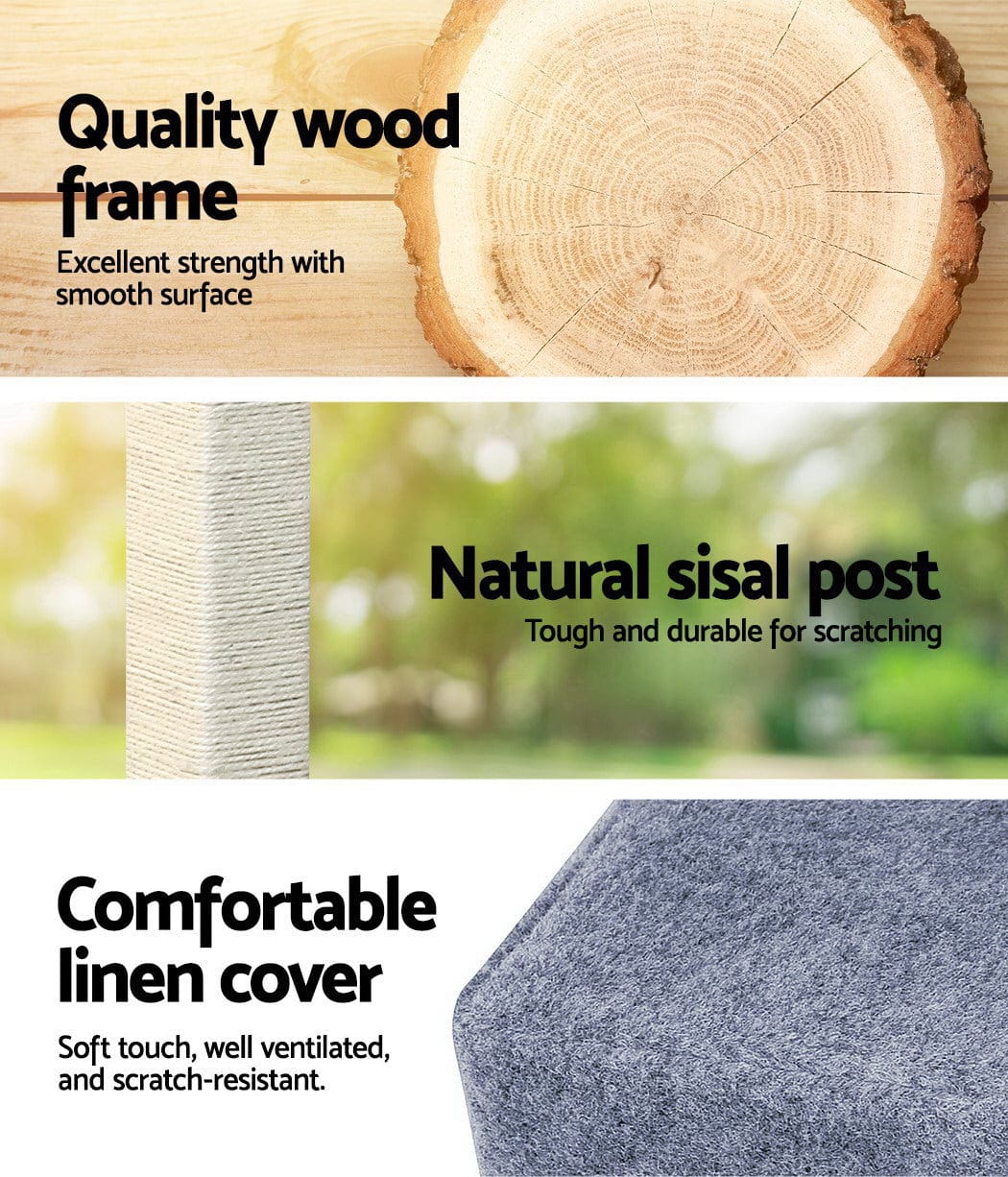 i.Pet Cat Tower i.Pet Cat Tree 124cm Scratching Post Tower Scratcher Trees Wood Condo Board