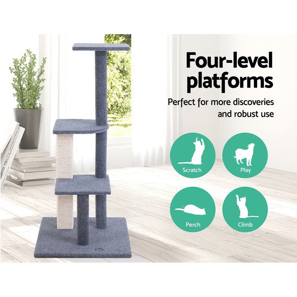 i.Pet Cat Tower i.Pet Cat Tree 124cm Scratching Post Tower Scratcher Trees Wood Condo Board