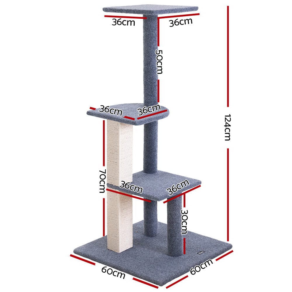 i.Pet Cat Tower i.Pet Cat Tree 124cm Scratching Post Tower Scratcher Trees Wood Condo Board