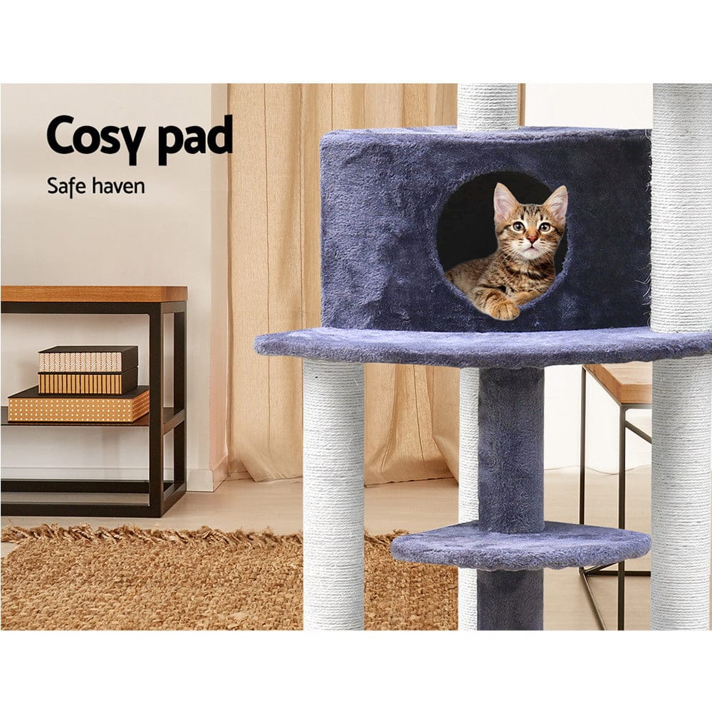 i.Pet Cat Tower i.Pet Cat Tree 126cm Tower Scratching Post Scratcher Condo Trees House Grey