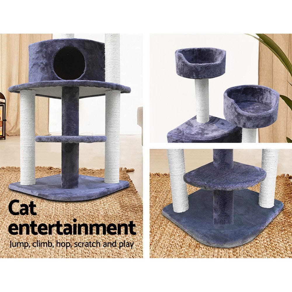i.Pet Cat Tower i.Pet Cat Tree 126cm Tower Scratching Post Scratcher Condo Trees House Grey