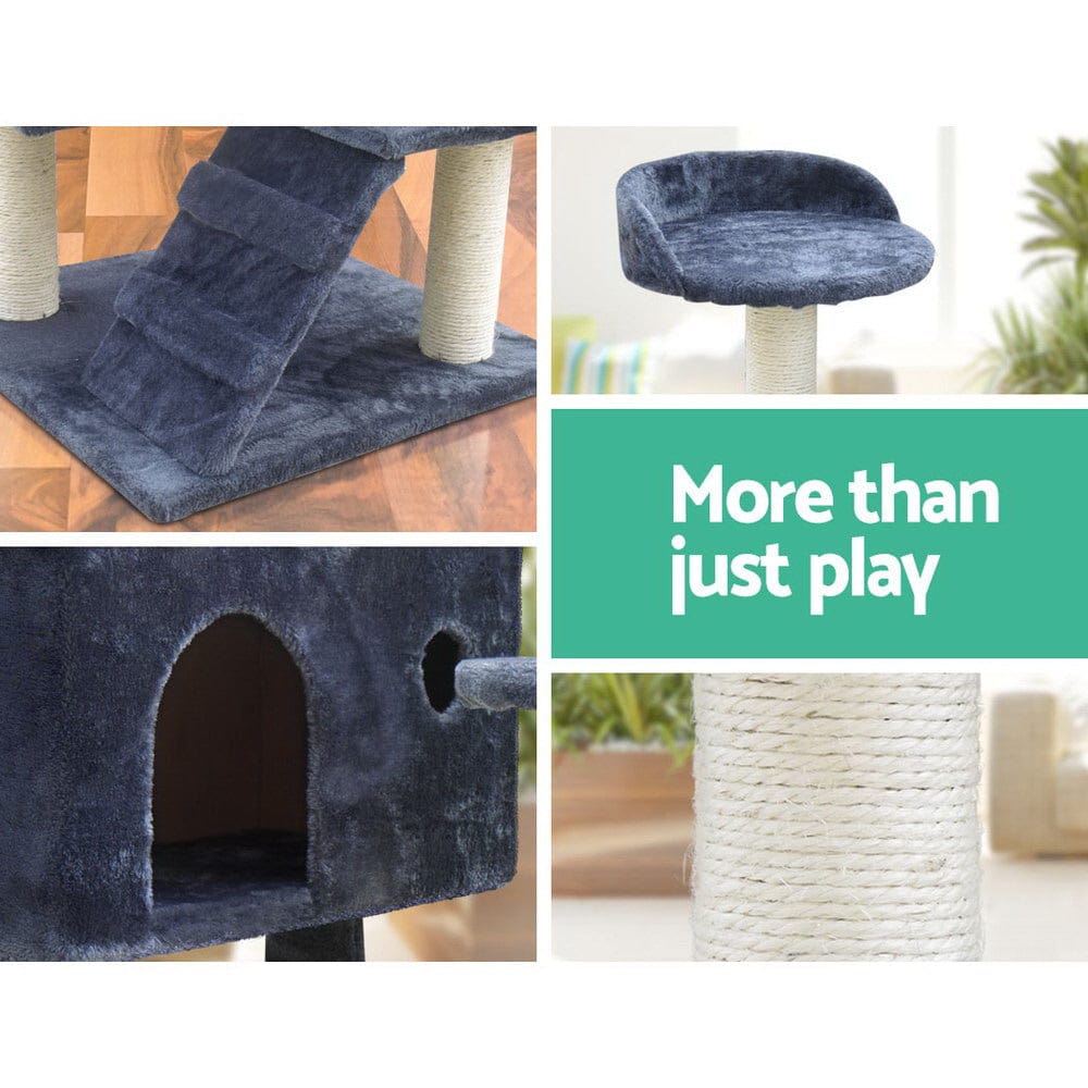 i.Pet Cat Tower i.Pet Cat Tree 134cm Tower Scratching Post Scratcher Wood Condo House Bed Grey