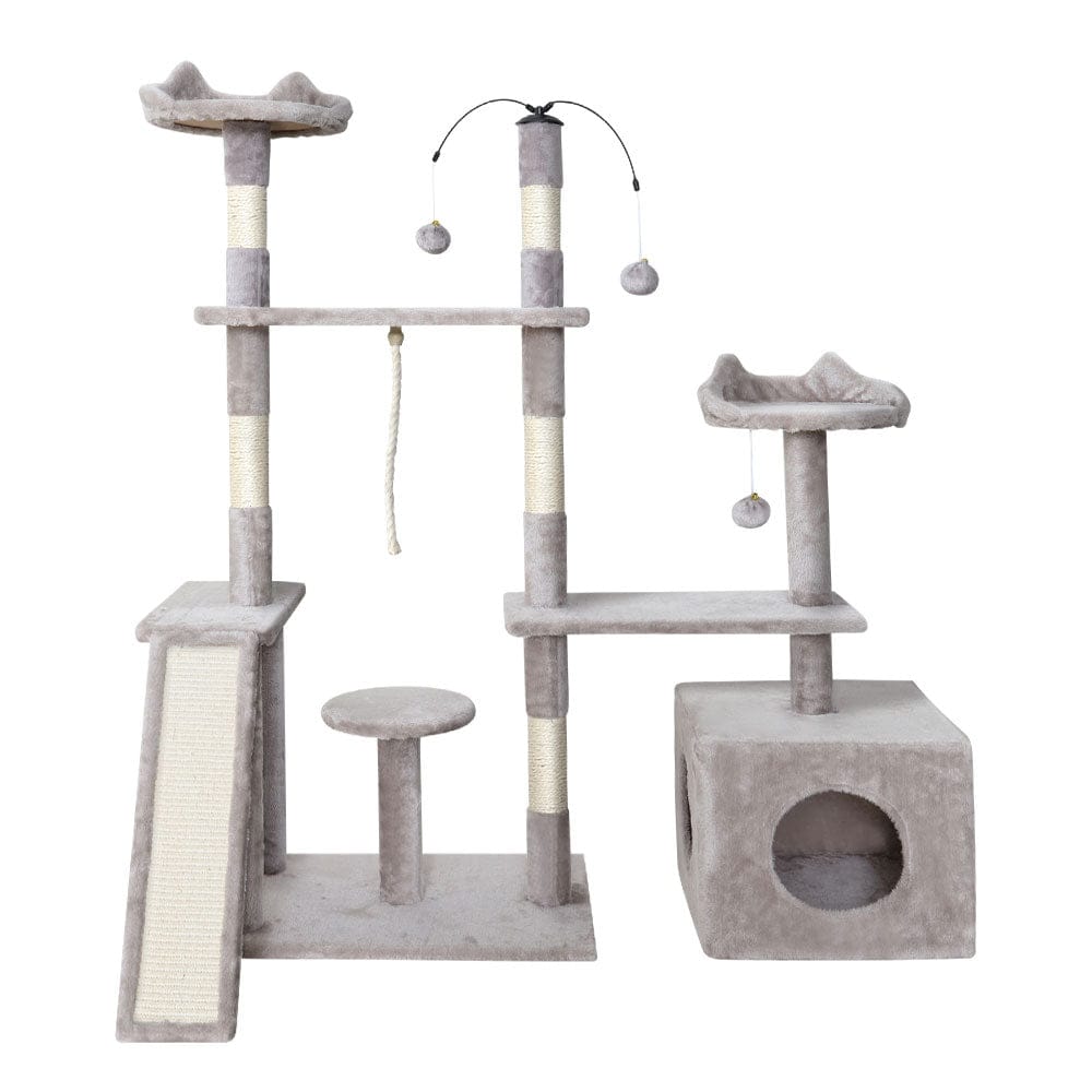 i.Pet Cat Tower i.Pet Cat Tree 135cm Tower Scratching Post Scratcher Wood Condo House Toys Grey