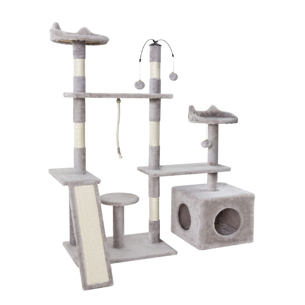 i.Pet Cat Tower i.Pet Cat Tree 135cm Tower Scratching Post Scratcher Wood Condo House Toys Grey