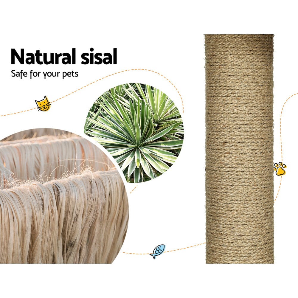 i.Pet Cat Tower i.Pet Cat Tree 138cm Tower Scratching Post Scratcher Wood Bed Condo House Rattan Ladder