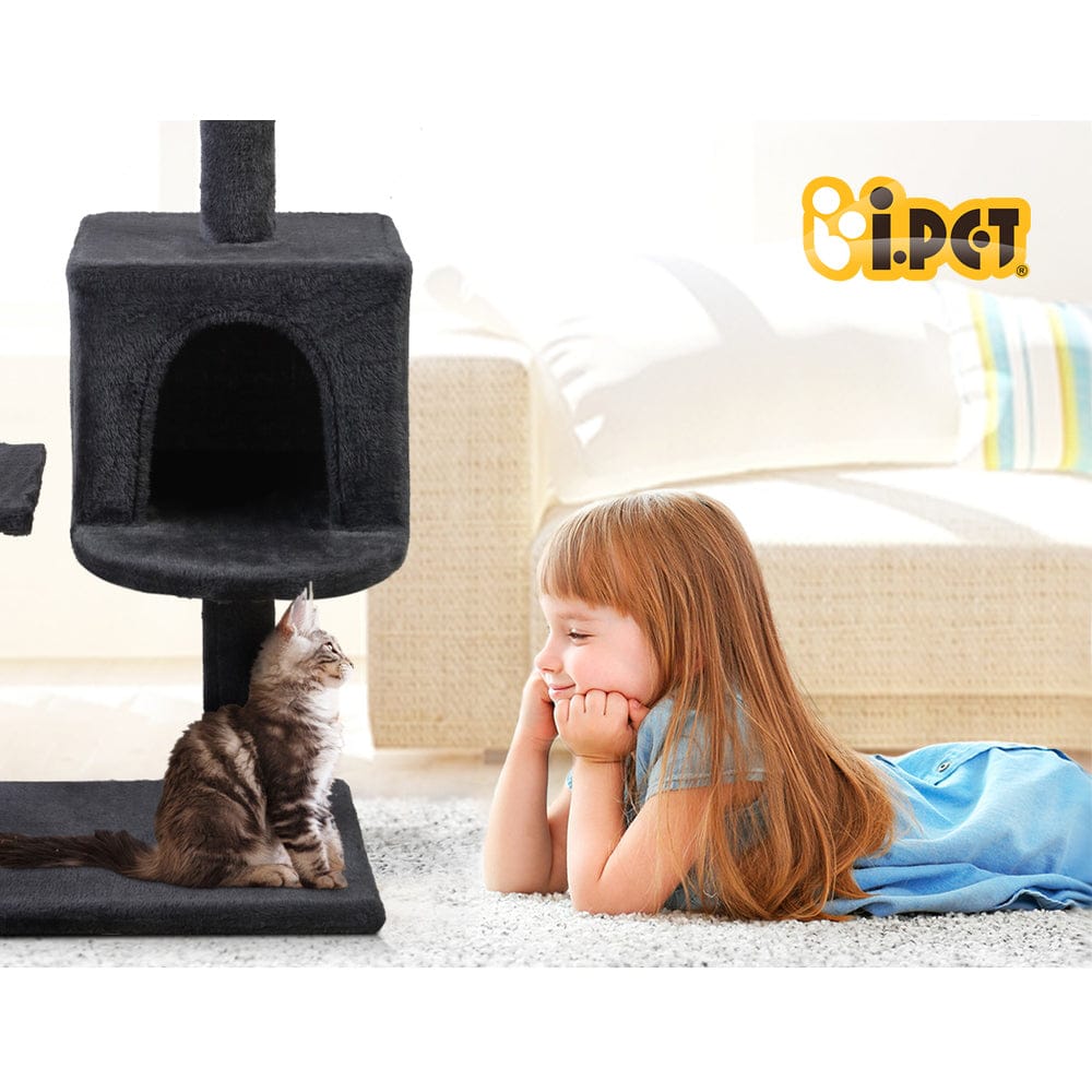 i.Pet Cat Tower i.Pet Cat Tree 140cm Tower Scratching Post Scratcher Trees Toys Condo Bed Grey