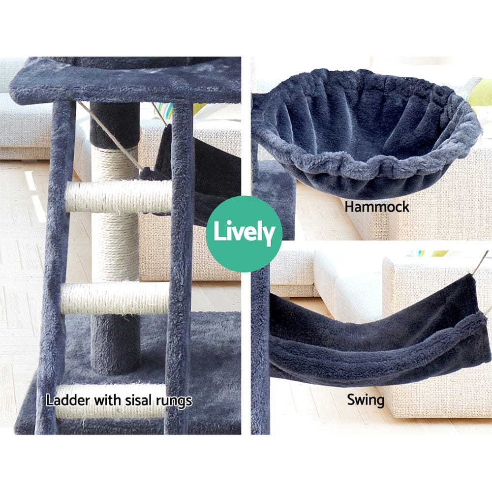 i.Pet Cat Tower i.Pet Cat Tree 141cm Tower Scratching Post Scratcher Condo Wood House Bed Grey