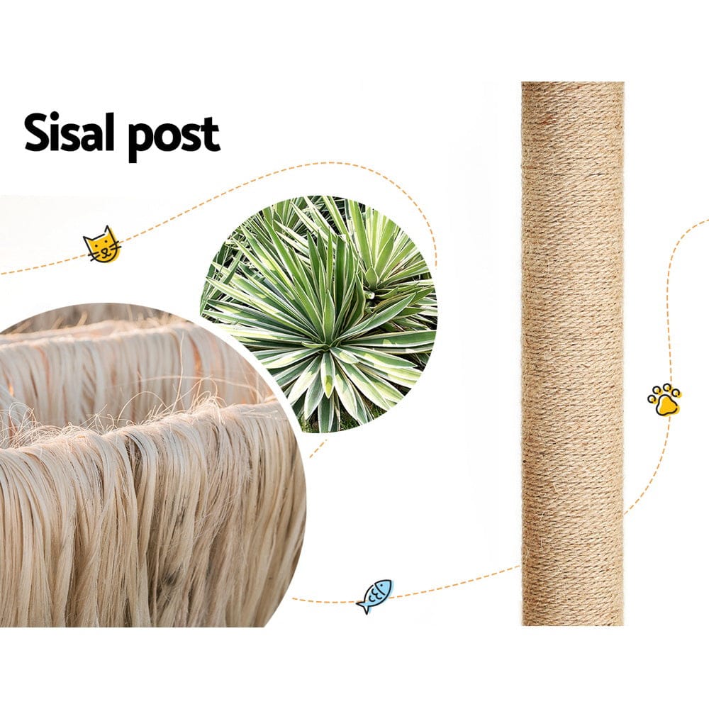 i.Pet Cat Tower i.Pet Cat Tree 141cm Tower Scratching Post Scratcher Wood Bed Condo Toys House Ladder