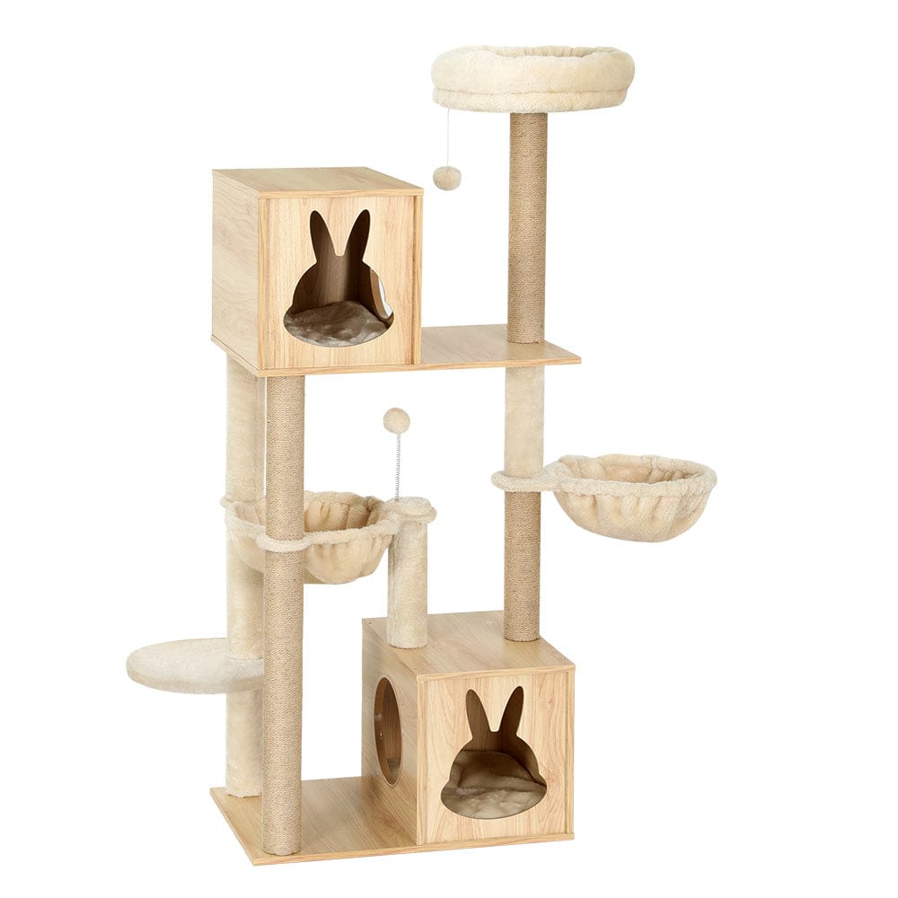 i.Pet Cat Tower i.Pet Cat Tree 141cm Tower Scratching Post Scratcher Wood Bed Condo Toys House Ladder