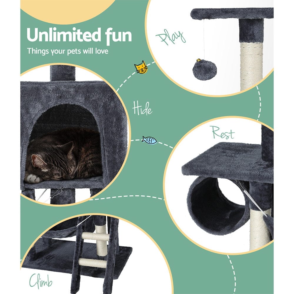 i.Pet Cat Tower i.Pet Cat Tree 144cm Tower Scratching Post Scratcher Wood Condo Toys House Bed