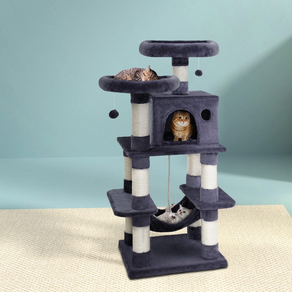 i.Pet Cat Tower i.Pet Cat Tree 145cm Tower Scratching Post Scratcher Wood Condo House Large Bed