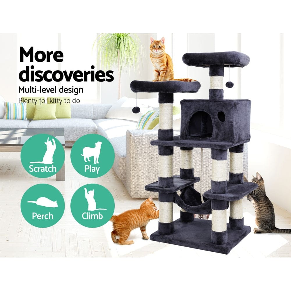 i.Pet Cat Tower i.Pet Cat Tree 145cm Tower Scratching Post Scratcher Wood Condo House Large Bed