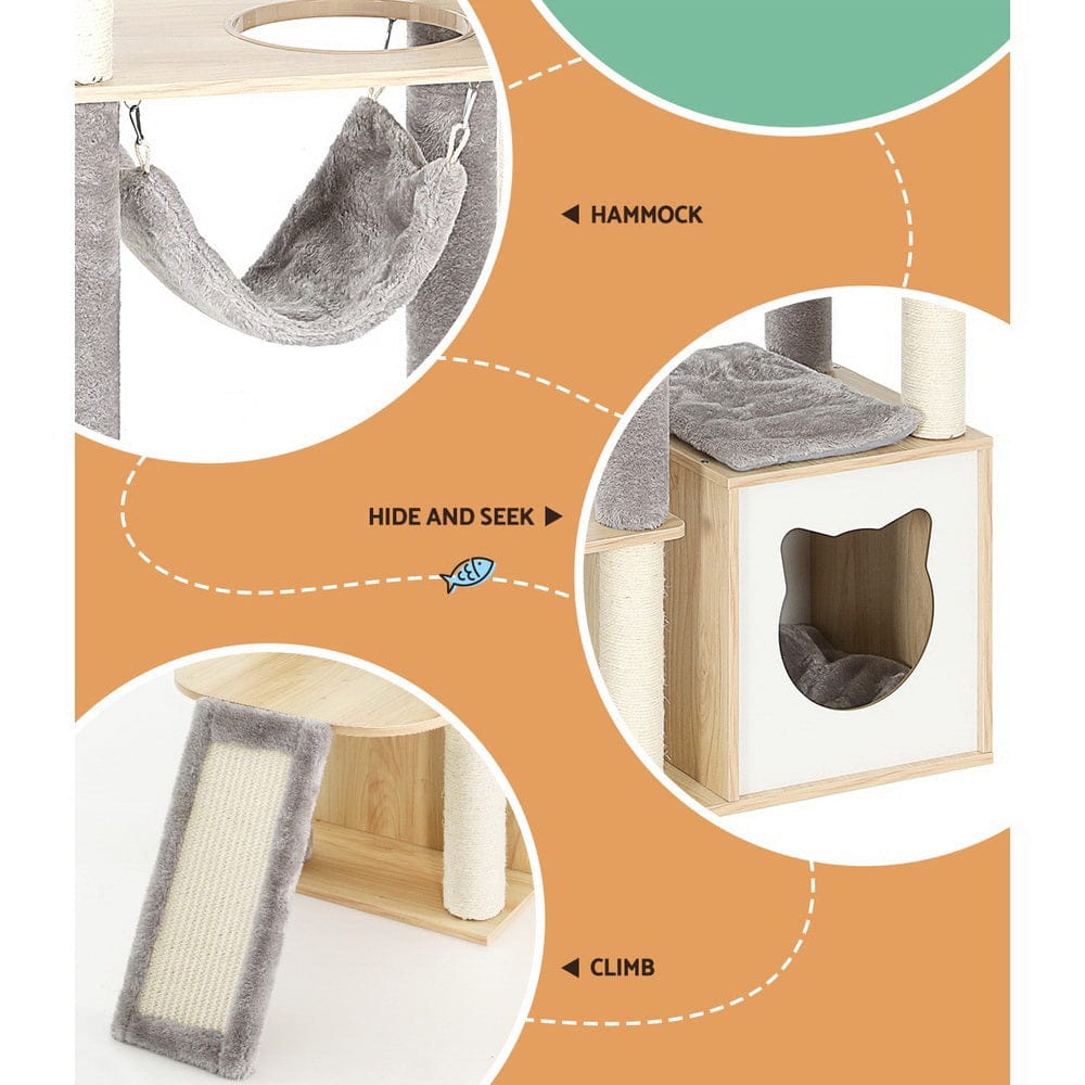 i.Pet Cat Tower i.Pet Cat Tree 152cm Tower Scratching Post Scratcher Wood Bed Condo Toys House Ladder