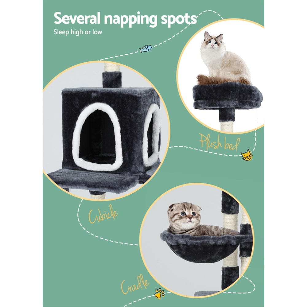 i.Pet Cat Tower i.Pet Cat Tree 168cm Tower Scratching Post Scratcher Condo House Hanging Toy Bed