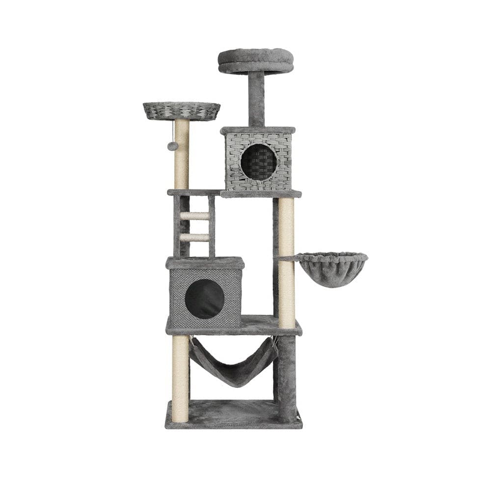 i.Pet Cat Tower i.Pet Cat Tree 169cm Tower Scratching Post Scratcher Wood Bed Condo House Rattan Ladder