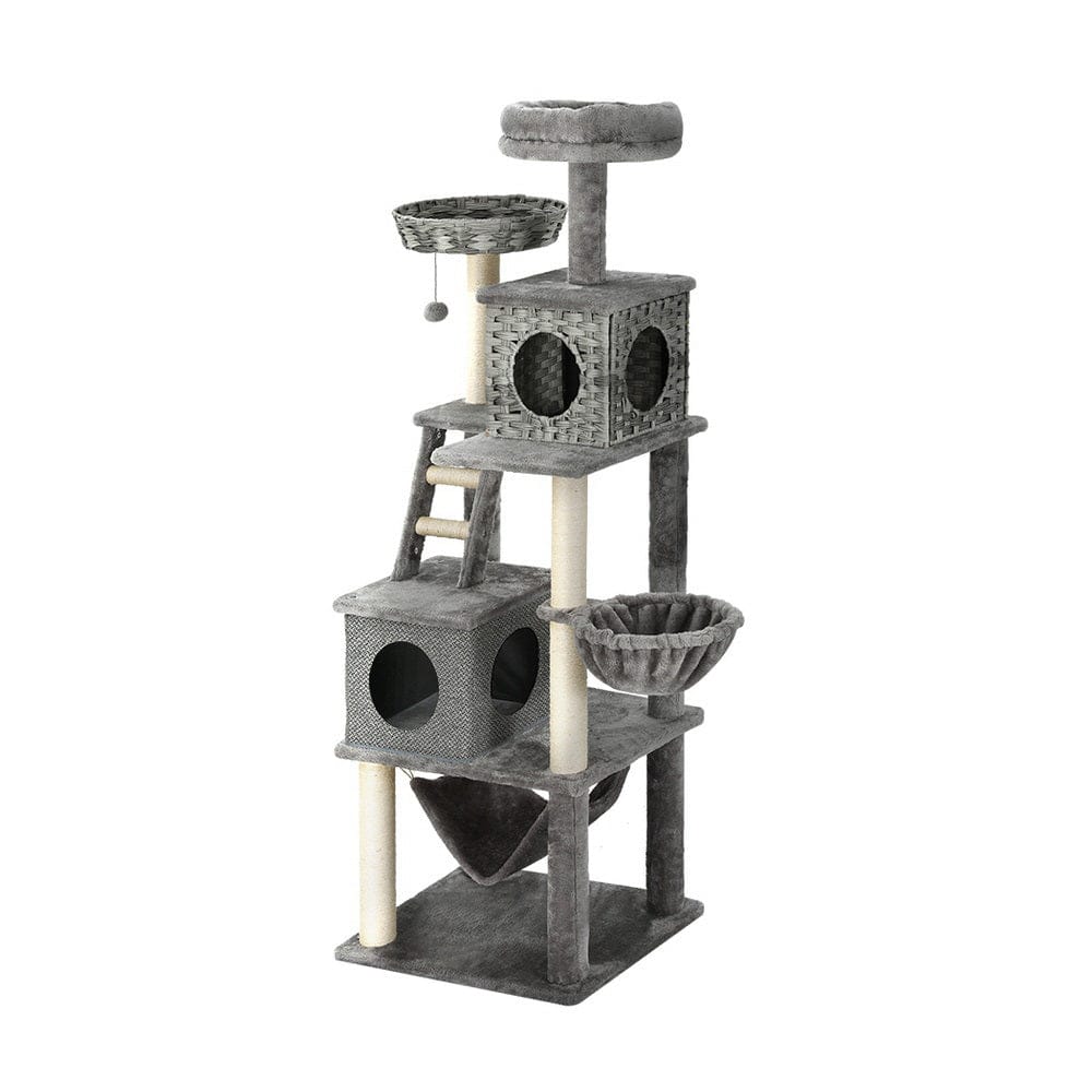 i.Pet Cat Tower i.Pet Cat Tree 169cm Tower Scratching Post Scratcher Wood Bed Condo House Rattan Ladder