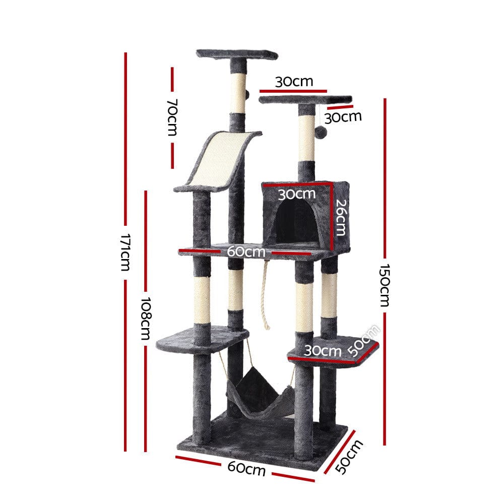 i.Pet Cat Tower i.Pet Cat Tree 171cm Tower Scratching Post Scratcher Wooden Condo House Bed Toys