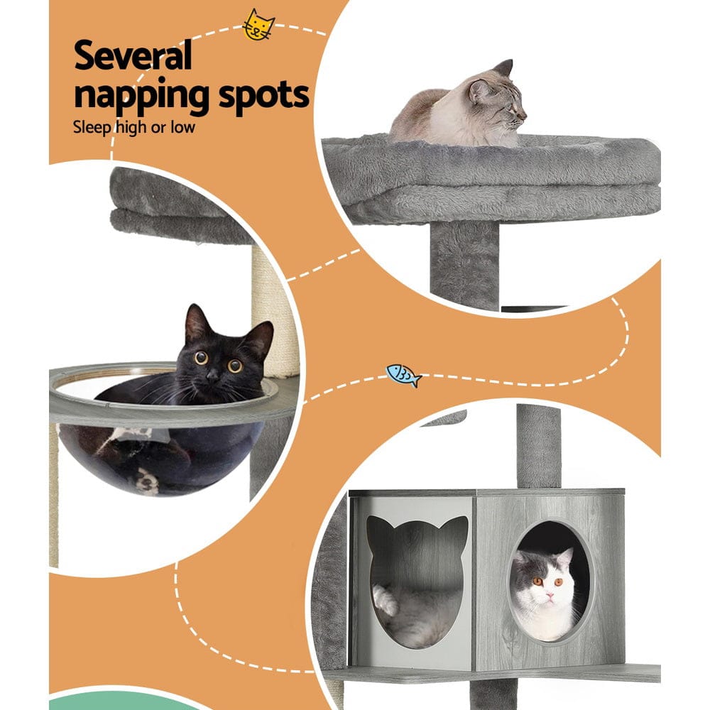 i.Pet Cat Tower i.Pet Cat Tree 178cm Tower Scratching Post Scratcher Wood Bed Condo House Wooden Ladder