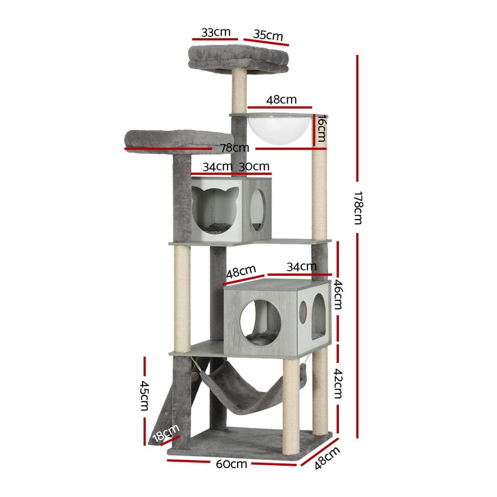 i.Pet Cat Tower i.Pet Cat Tree 178cm Tower Scratching Post Scratcher Wood Bed Condo House Wooden Ladder