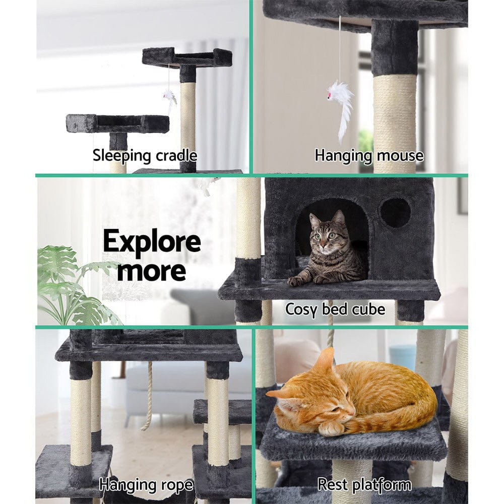i.Pet Cat Tower i.Pet Cat Tree 184cm Tower Scratching Post Scratcher Wood Trees Condo Bed House