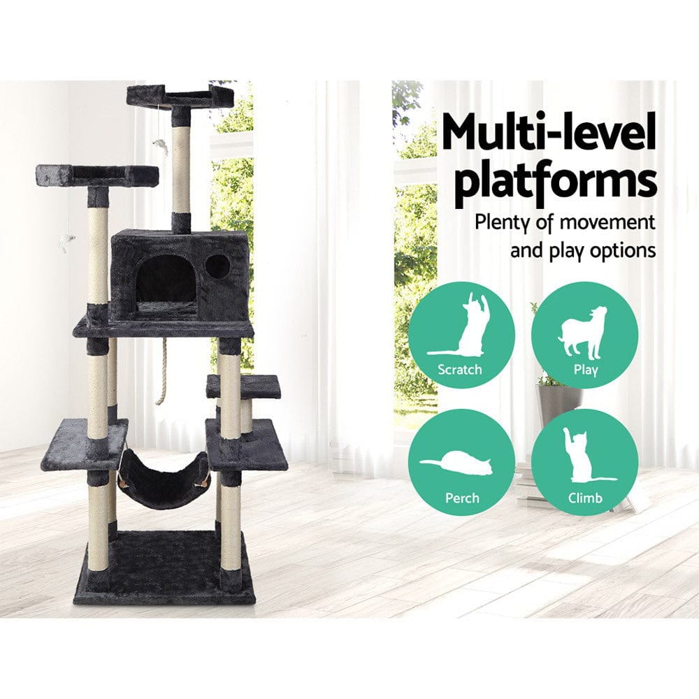 i.Pet Cat Tower i.Pet Cat Tree 184cm Tower Scratching Post Scratcher Wood Trees Condo Bed House