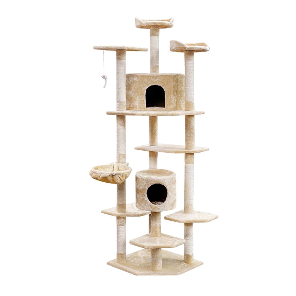 i.Pet Cat Tower i.Pet Cat Tree 203cm Tower Scratching Post Scratcher Condo Trees House Bed Beige