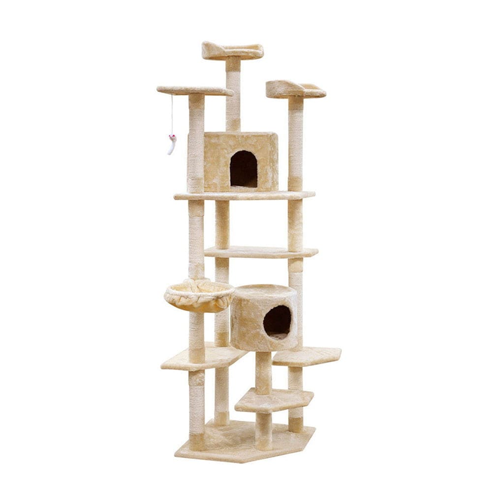 i.Pet Cat Tower i.Pet Cat Tree 203cm Tower Scratching Post Scratcher Condo Trees House Bed Beige