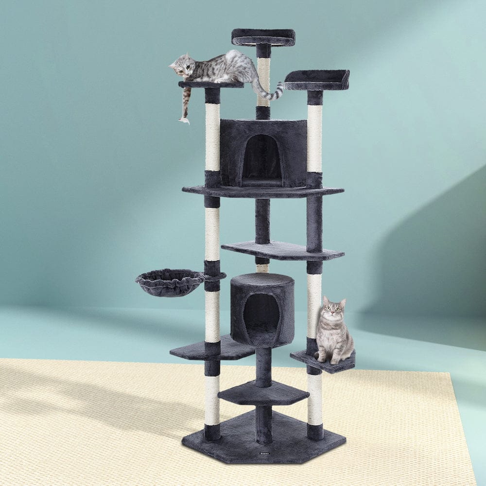 i.Pet Cat Tower i.Pet Cat Tree 203cm Tower Scratching Post Scratcher Condo Trees House Bed Grey