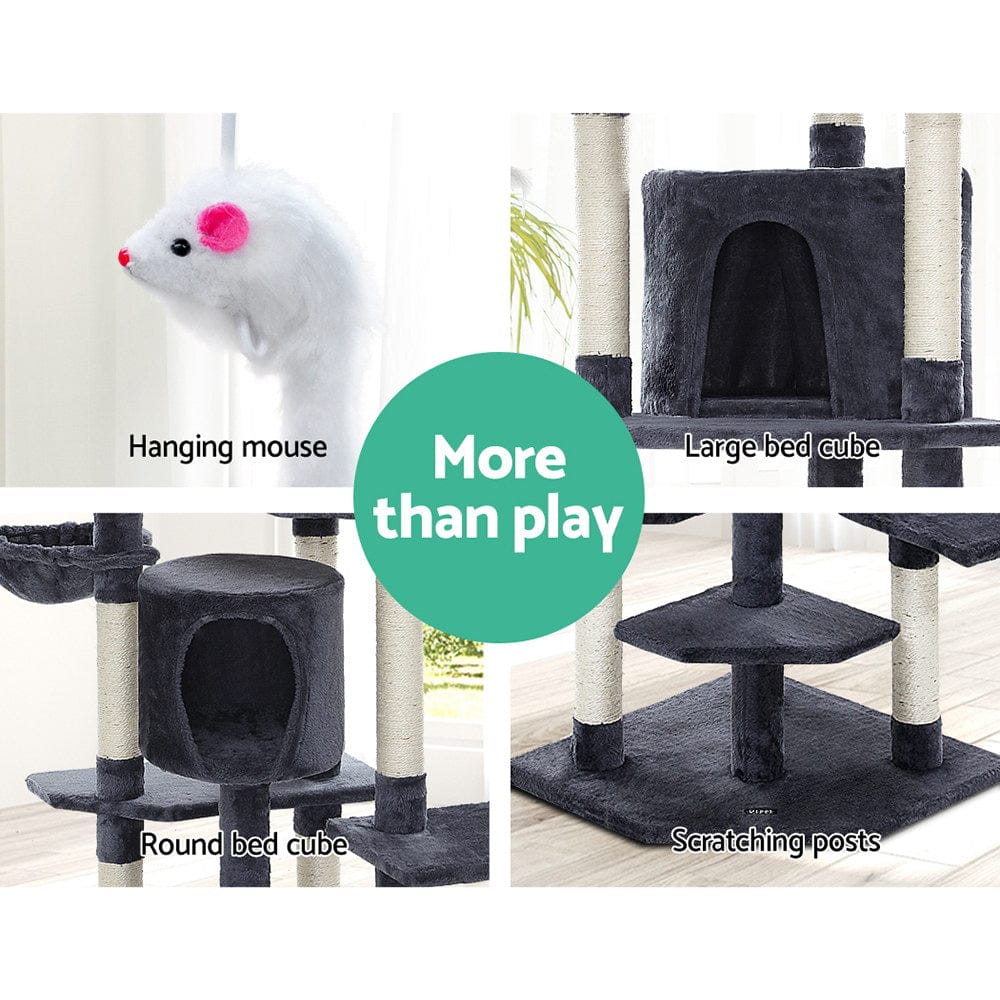 i.Pet Cat Tower i.Pet Cat Tree 203cm Tower Scratching Post Scratcher Condo Trees House Bed Grey