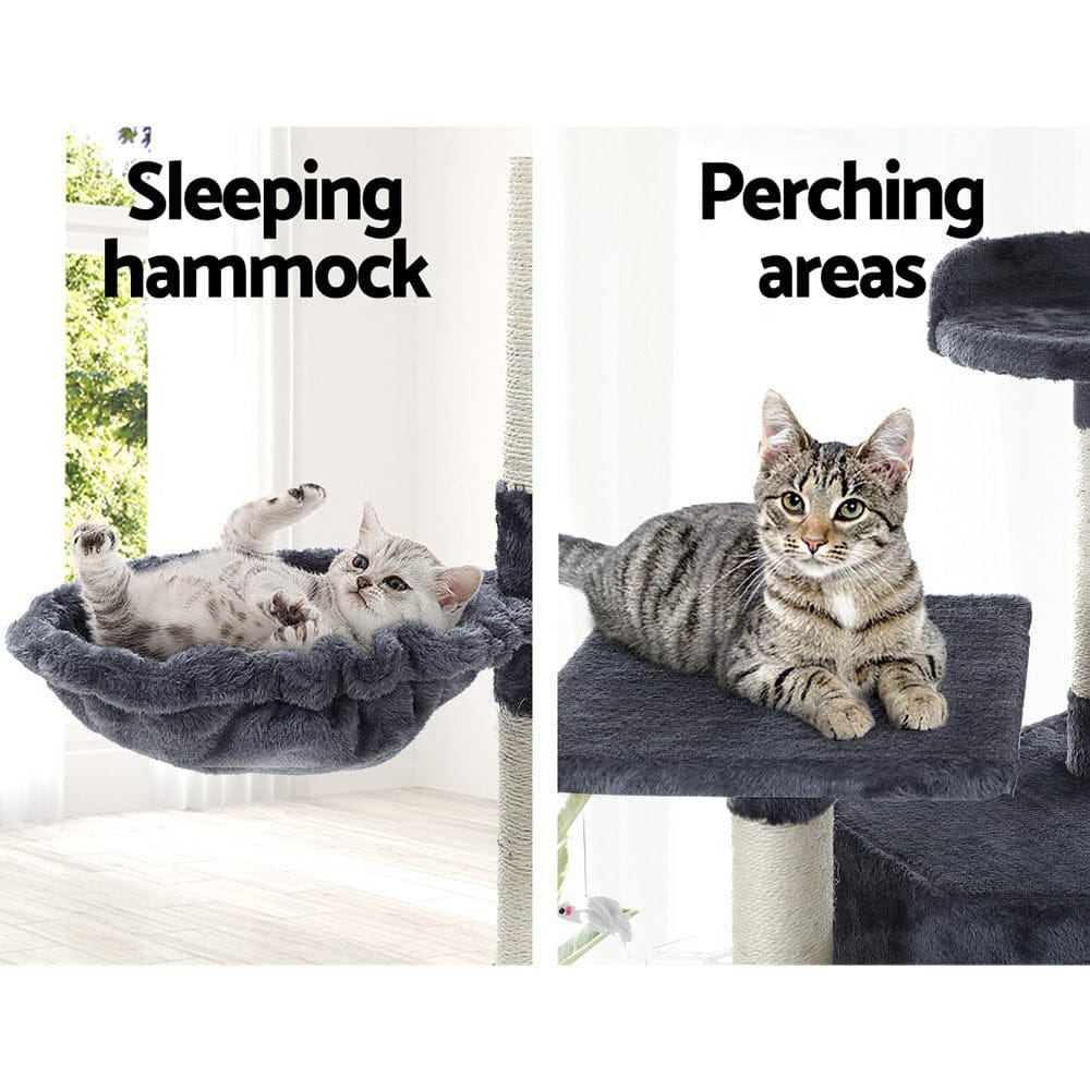 i.Pet Cat Tower i.Pet Cat Tree 203cm Tower Scratching Post Scratcher Condo Trees House Bed Grey