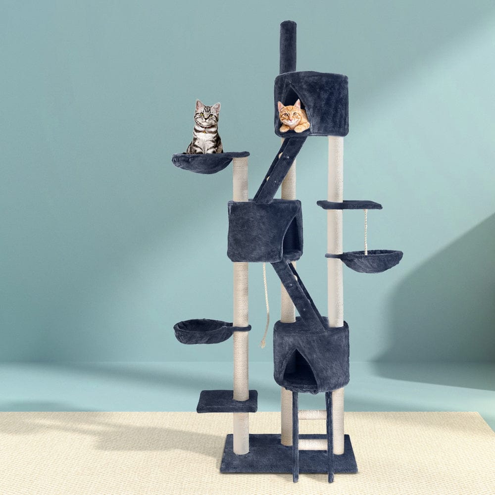 i.Pet Cat Tower i.Pet Cat Tree 244cm Tower Scratching Post Scratcher Trees Condo House Grey