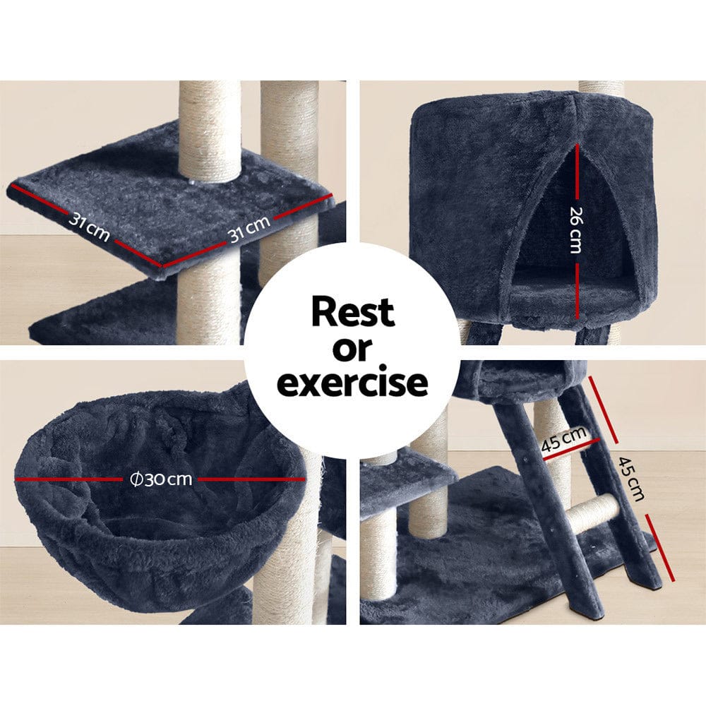 i.Pet Cat Tower i.Pet Cat Tree 244cm Tower Scratching Post Scratcher Trees Condo House Grey