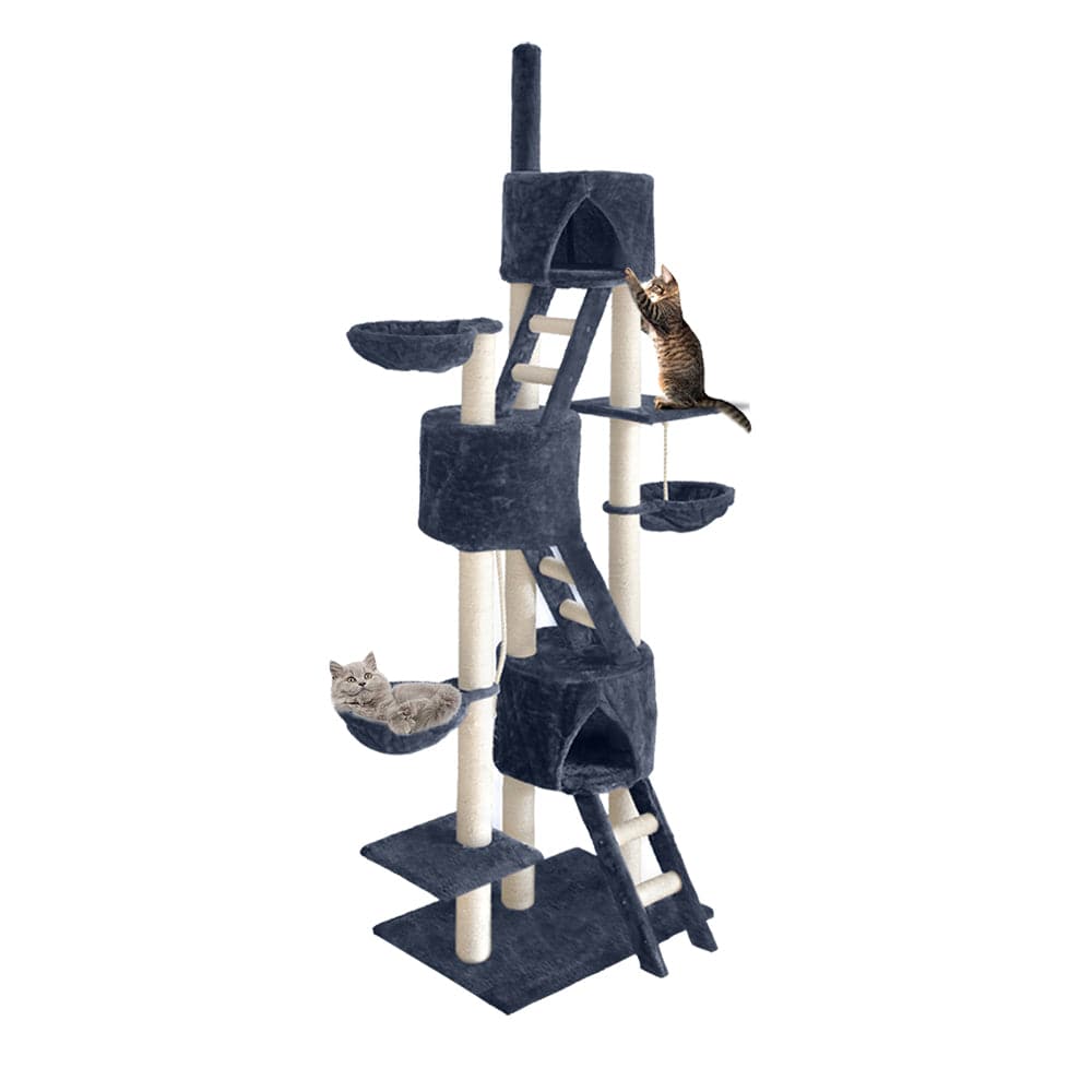 i.Pet Cat Tower i.Pet Cat Tree 244cm Tower Scratching Post Scratcher Trees Condo House Grey