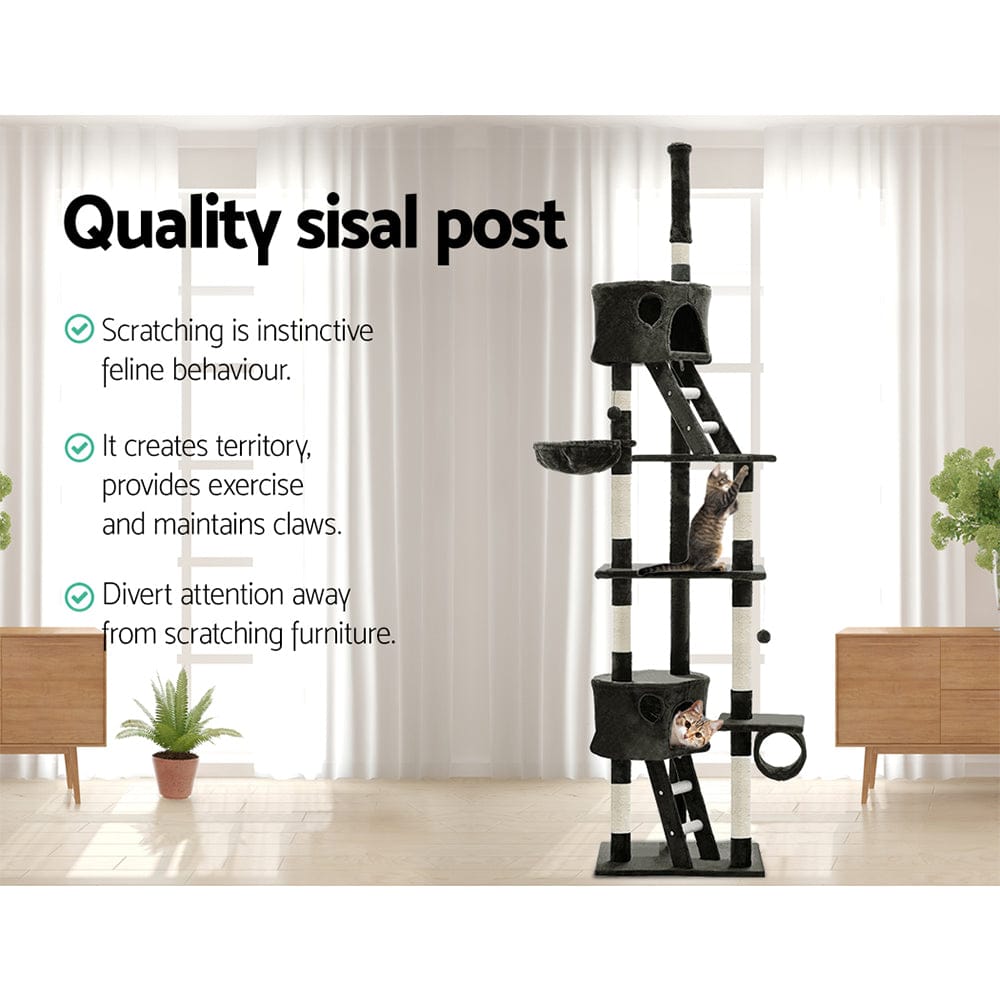 i.Pet Cat Tower i.Pet Cat Tree 260cm Tower Scratching Post Scratcher Condo House Trees Grey
