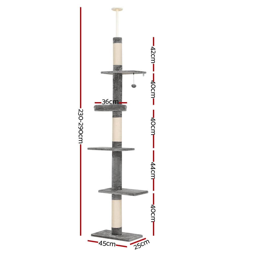 i.Pet Cat Tower i.Pet Cat Tree 290cm Tower Scratching Post Scratcher Floor to Ceiling Cats Bed
