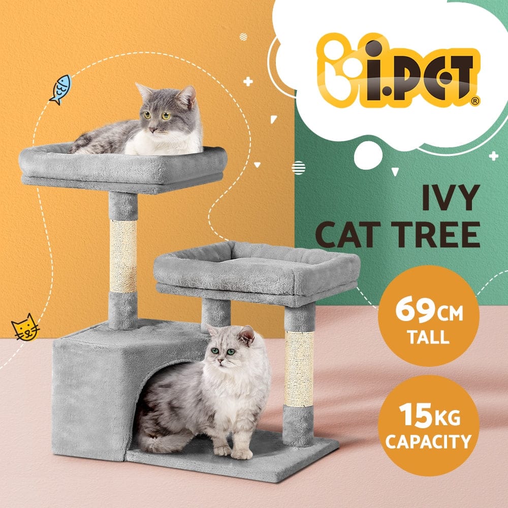 i.Pet Cat Tower i.Pet Cat Tree 69cm Scratching Post Tower Scratcher Wood Condo House Bed Trees