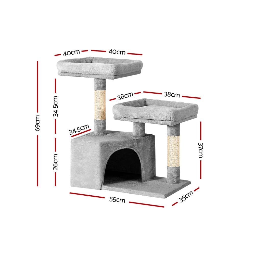 i.Pet Cat Tower i.Pet Cat Tree 69cm Scratching Post Tower Scratcher Wood Condo House Bed Trees