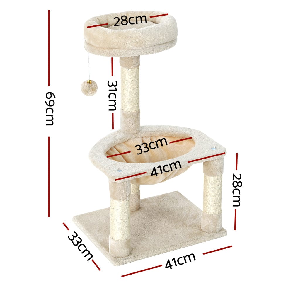 i.Pet Cat Tower i.Pet Cat Tree 69cm Scratching Post Tower Scratcher Wood Condo Toys House Bed