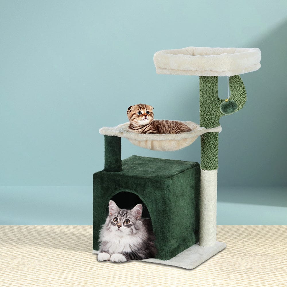 i.Pet Cat Tower i.Pet Cat Tree 78cm Scratching Post Tower Scratcher Wood Condo House Bed Toys Green