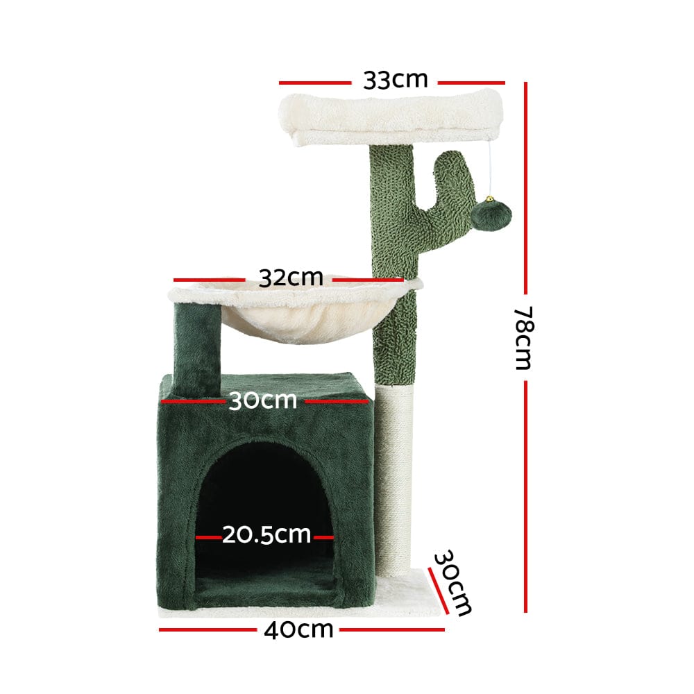 i.Pet Cat Tower i.Pet Cat Tree 78cm Scratching Post Tower Scratcher Wood Condo House Bed Toys Green