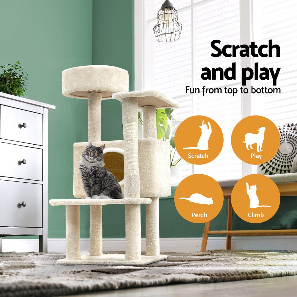 i.Pet Cat Tower i.Pet Cat Tree 90cm Scratching Post Tower Scratcher Wood Condo House Bed Trees