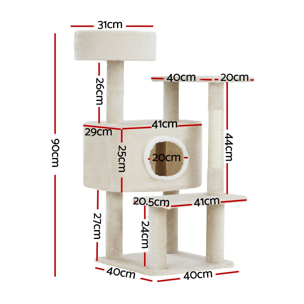 i.Pet Cat Tower i.Pet Cat Tree 90cm Scratching Post Tower Scratcher Wood Condo House Bed Trees