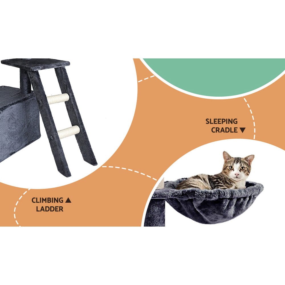 i.Pet Cat Tower i.Pet Cat Tree Tower Scratching Post Scratcher 138cm Trees Condo House Grey