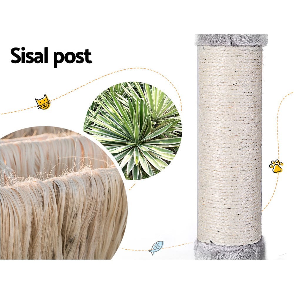 i.Pet Cat Tower i.Pet Cat Tree Tower Scratching Post Scratcher 143cm Condo House Trees Grey