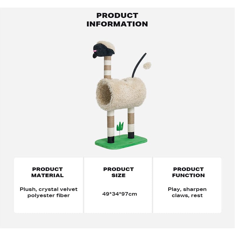 i.Pet Cat Tower Sheep Cat Tree Tower Scratching Post Scratcher Cats Condo House Cat Tunnel Bed