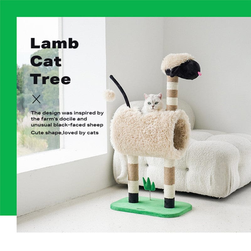i.Pet Cat Tower Sheep Cat Tree Tower Scratching Post Scratcher Cats Condo House Cat Tunnel Bed