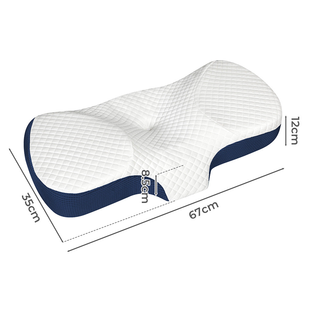 Memory Foam Pillow Pillowcase Supprt Blue Rebound Dreamz