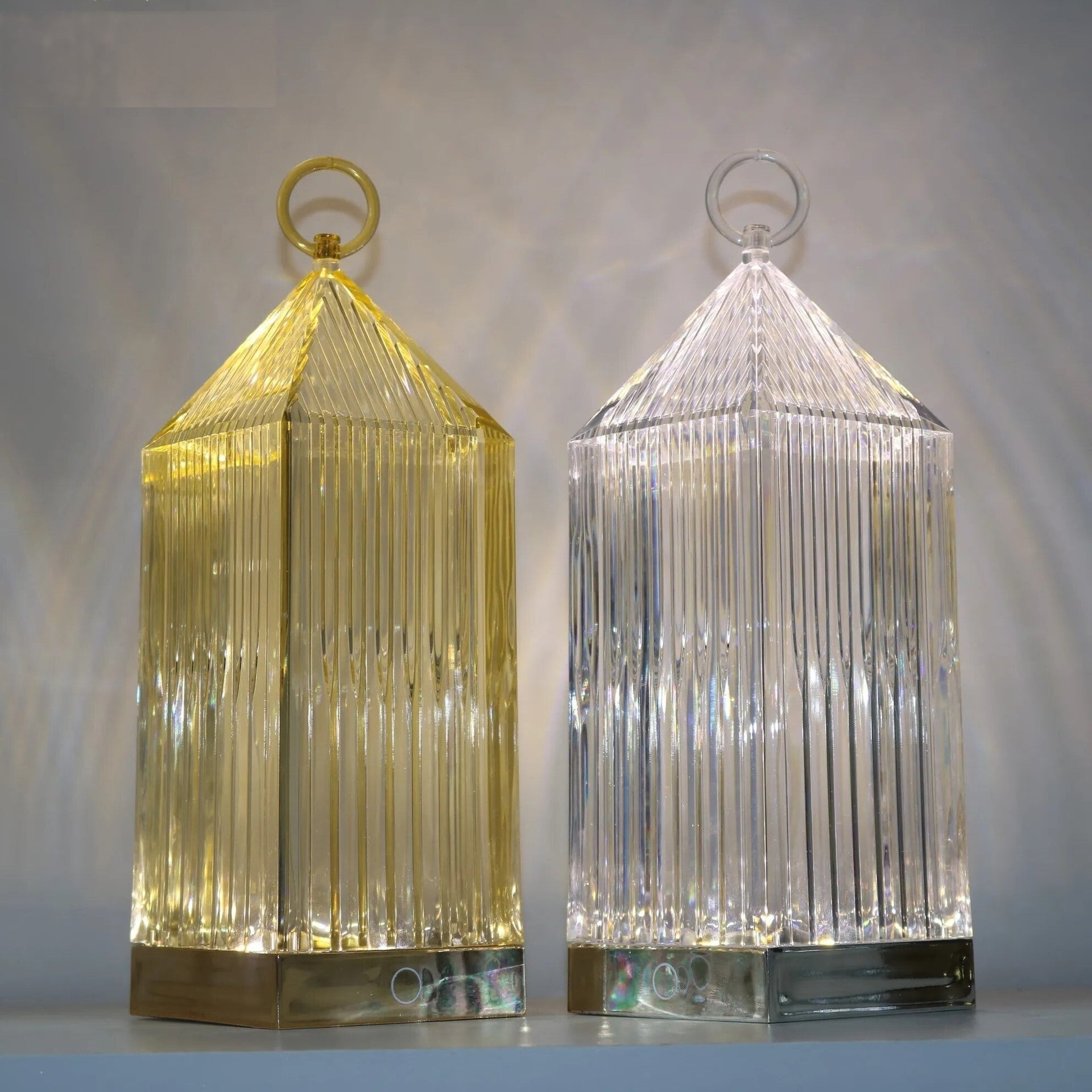 Anyhouz Luxury Lamp Acrylic Crystal Purple Lantern Home Decor USB Charging Table Accents for Bedroom Hotel Living Room