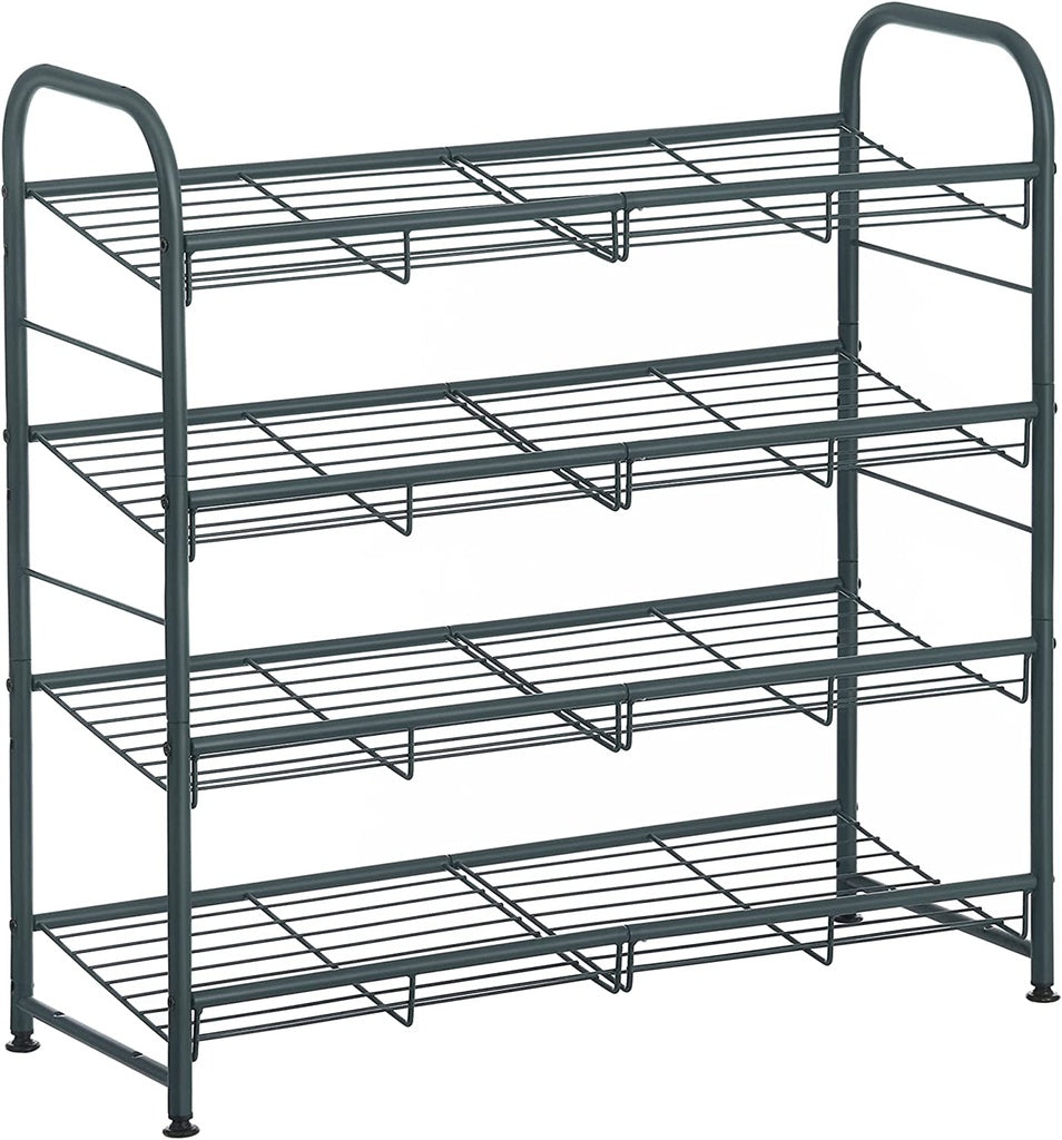 SONGMICS 4-Tier Shoe Rack Storage 16 Pairs Organizer Gray SONGMICS