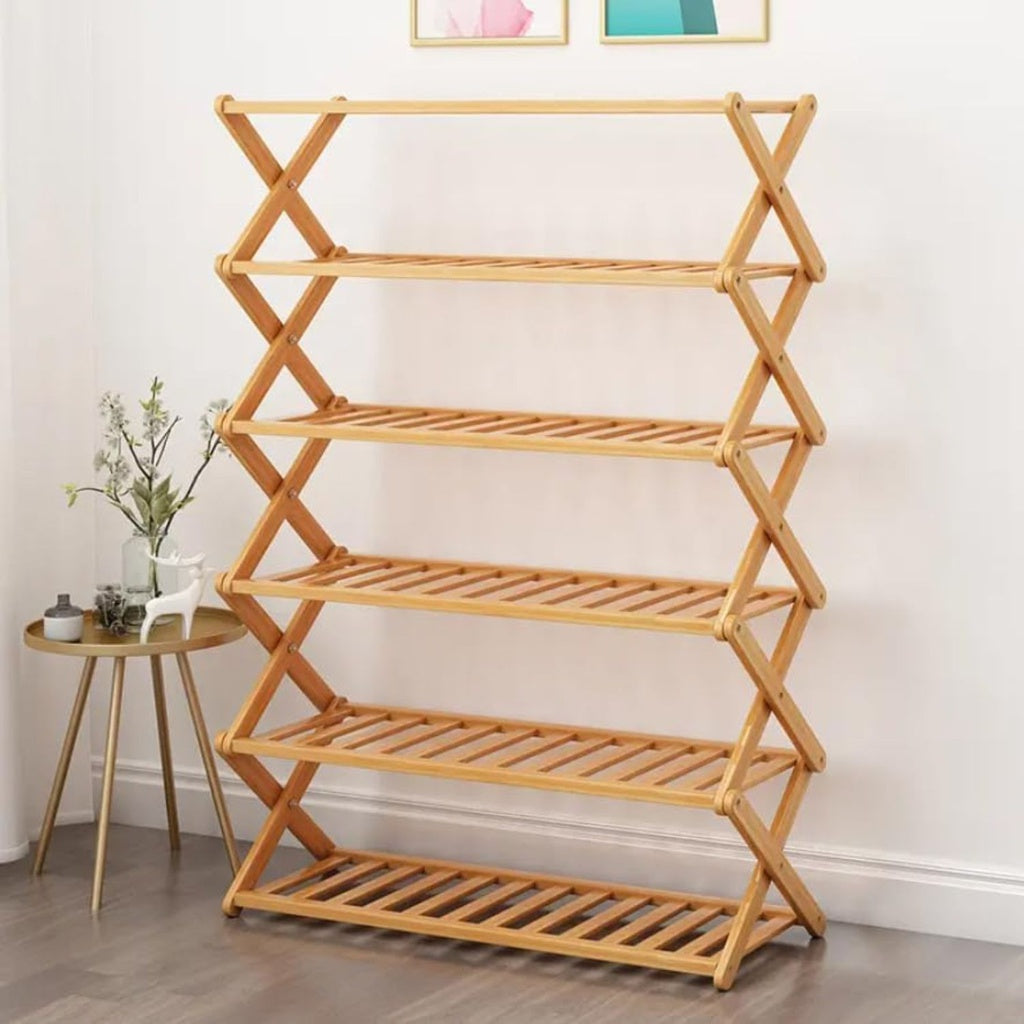 EKKIO 6 Tier Foldable Bamboo Shoe Rack EKKIO